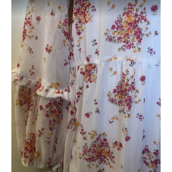 Vince Camuto Women's Floral Ruffles LS Roomy Lined Tiered Midi Dress NWT XS - Picture 7 of 11